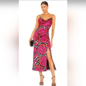 EUC $395 MILLYLilliana Graphic Butterfly Dress in Black & Pomegranate SZ 8
